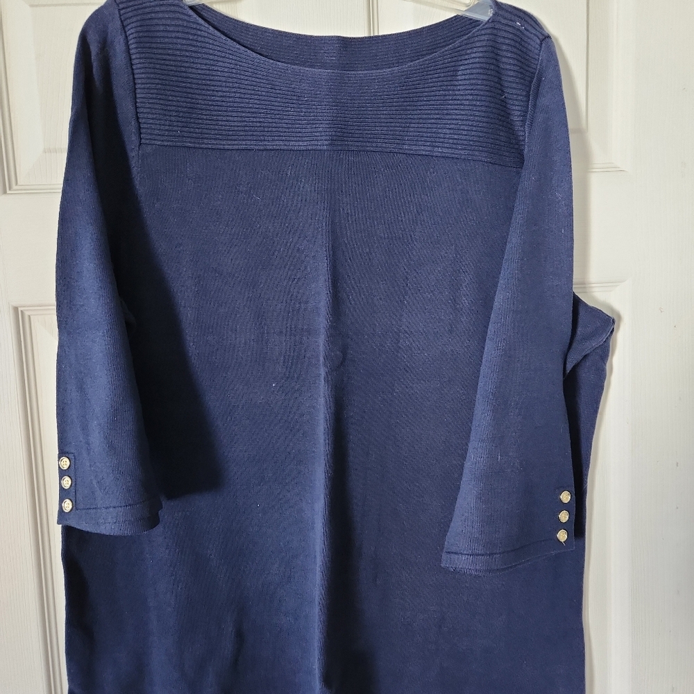 Karen Scott navy sweater EUC